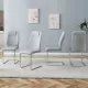 Equipped with faux leather cushioned seats - living room chairs with metal legs, suitable for kitchen, living room, bedroom, and dining room side chairs, set of 4 (light gray+PU Leather)C-001 Equipped with faux leather cushioned seats - living room chairs with metal legs, suitable for kitchen, living room, bedroom, and dining room side chairs, set of 4 (light gray+PU Leather)C-001