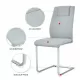 Equipped with faux leather cushioned seats - living room chairs with metal legs, suitable for kitchen, living room, bedroom, and dining room side chairs, set of 4 (light gray+PU Leather)C-001 Equipped with faux leather cushioned seats - living room chairs with metal legs, suitable for kitchen, living room, bedroom, and dining room side chairs, set of 4 (light gray+PU Leather)C-001
