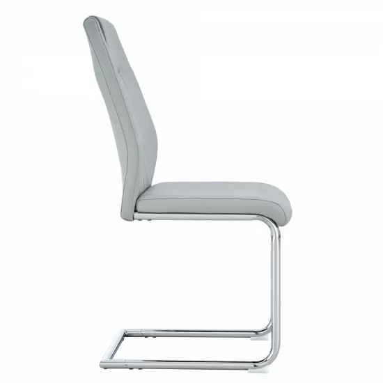 Equipped with faux leather cushioned seats - living room chairs with metal legs, suitable for kitchen, living room, bedroom, and dining room side chairs, set of 4 (light gray+PU Leather)C-001 Equipped with faux leather cushioned seats - living room chairs with metal legs, suitable for kitchen, living room, bedroom, and dining room side chairs, set of 4 (light gray+PU Leather)C-001