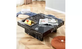 Modern Black Patterned MDF Coffee Table: Elegance Meets Practicality for $155.64
