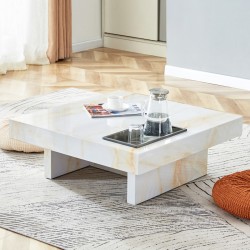 A modern and practical coffee table with imitation marble patterns, made of MDF material. The fusion of elegance and natural fashion 31.4