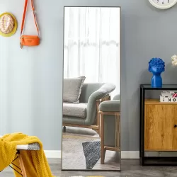 3rd generation  Grey Solid Wood Frame Full-length Mirror, Dressing Mirror, Bedroom Home Porch, Decorative Mirror, Clothing Store, Floor Mounted Large Mirror, Wall Mounted.65 3rd generation  Grey Solid Wood Frame Full-length Mirror, Dressing Mirror, Bedroom Home Porch, Decorative Mirror, Clothing Store, Floor Mounted Large Mirror, Wall Mounted.65
