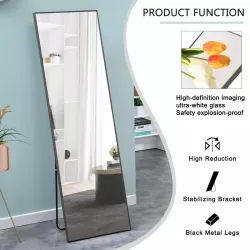3rd generation  Grey Solid Wood Frame Full-length Mirror, Dressing Mirror, Bedroom Home Porch, Decorative Mirror, Clothing Store, Floor Mounted Large Mirror, Wall Mounted.65 3rd generation  Grey Solid Wood Frame Full-length Mirror, Dressing Mirror, Bedroom Home Porch, Decorative Mirror, Clothing Store, Floor Mounted Large Mirror, Wall Mounted.65