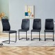 Artificial leather cushioned seats, dining chairs. Dining Room - Living Room Chair. Soft padded chair with metal legs, suitable for kitchen, living room, bedroom, dining room, set of 4 (black+PU )