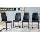 Artificial leather cushioned seats, dining chairs. Dining Room - Living Room Chair. Soft padded chair with metal legs, suitable for kitchen, living room, bedroom, dining room, set of 4 (black+PU )