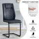 Artificial leather cushioned seats, dining chairs. Dining Room - Living Room Chair. Soft padded chair with metal legs, suitable for kitchen, living room, bedroom, dining room, set of 4 (black+PU )