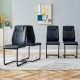 Artificial leather cushioned seats, dining chairs. Dining Room - Living Room Chair. Soft padded chair with metal legs, suitable for kitchen, living room, bedroom, dining room, set of 4 (black+PU )