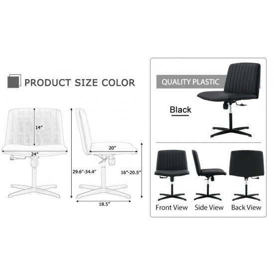 Black High Grade Pu Material. Home Computer Chair Office Chair Adjustable 360 ° Swivel Cushion Chair With Black Foot Swivel Chair Makeup Chair Study Desk Chair. No WheelsW115167391