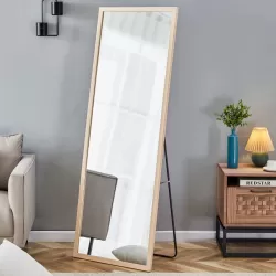 Third generation packaging upgrade, thickened border, light oak solid wood frame full length mirror, dressing mirror, bedroom entrance, decorative mirror, clothing store, mirror.65