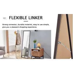 Third generation packaging upgrade, thickened frame, gray wood grain solid wood frame full-length mirror, dressing mirror, bedroom entrance, decorative mirror, floor standing mirror. 57.9 
