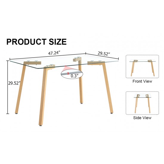 Glass dining table modern minimalist rectangle, 4-6, 0.31 