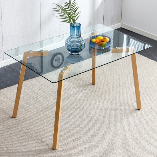 Glass dining table modern minimalist rectangle, 4-6, 0.31 