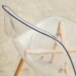 Modern simple transparent dining chair plastic chair armless crystal chair Nordic creative makeup stool negotiation chair Set of 4 and wood color metal leg,TW-1200  W115164142