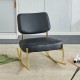 PU material cushioned rocking chair, unique rocking chair, cushioned seat, black backrest rocking chair, and gold metal legs. Comfortable side chairs in the living room, bedroom, and office