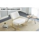 Teddy suede material cushioned rocking chair, unique rocking chair, cushioned seat, white rocking chair with backrest and golden metal legs. Comfortable side chairs in living room, bedroom, office