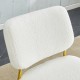 Teddy suede material cushioned rocking chair, unique rocking chair, cushioned seat, white rocking chair with backrest and golden metal legs. Comfortable side chairs in living room, bedroom, office