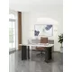 Modern minimalist rectangular dining table, white imitation marble tabletop, MDF table legs with gold metal decorative strips. Suitable for restaurant and living room F-HH Modern minimalist rectangular dining table, white imitation marble tabletop, MDF table legs with gold metal decorative strips. Suitable for restaurant and living room F-HH
