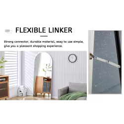 The 4th generation floor standing full-length rearview mirror. Aluminum alloy metal frame arched wall mirror, bathroom makeup mirror, floor standing mirror with bracket. Silver 71 