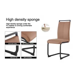 Dining Chairs,tech cloth High Back Upholstered Side Chair with C-shaped Tube Black Metal Legs for Dining Room Kitchen Vanity Patio Club Guest Office chair (Set of 2) Brown1162 Dining Chairs,tech cloth High Back Upholstered Side Chair with C-shaped Tube Black Metal Legs for Dining Room Kitchen Vanity Patio Club Guest Office chair (Set of 2) Brown1162