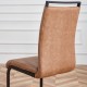 Dining Chairs,tech cloth High Back Upholstered Side Chair with C-shaped Tube Black Metal Legs for Dining Room Kitchen Vanity Patio Club Guest Office chair (Set of 2) Brown1162