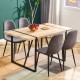 A set of 6 modern medieval style restaurant cushioned side chairs, equipped with soft cushions and black metal legs, suitable for kitchens, lounges, and farmhouses. B0501A