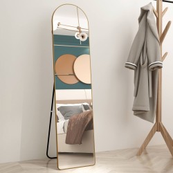 The 1st generation aluminum alloy metal frame arched wall mirror, bathroom makeup mirror, bedroom porch, decorative mirror, clothing store,large mirror, wall mounted. Gold 57.5 