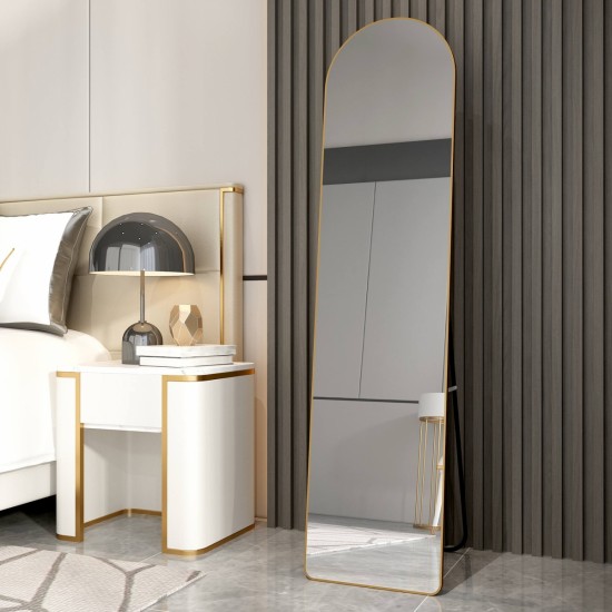 The 1st generation aluminum alloy metal frame arched wall mirror, bathroom makeup mirror, bedroom porch, decorative mirror, clothing store,large mirror, wall mounted. Gold 57.5 