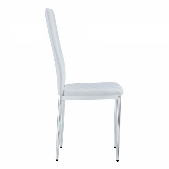 Grid armless high backrest dining chair, 4-piece set of silver metal legs white chair, office chair. Suitable for restaurants, living rooms, kitchens, and offices.W115162607  0924