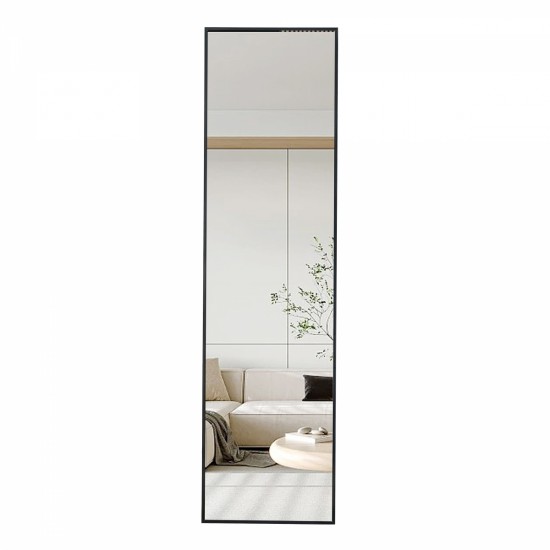 Aluminium alloy Metal Frame Wall Mounted Full Body  Mirror ,Bathroom Vanity Mirror, Bedroom Home Porch, Decorative Mirror, Clothing Store, Floor Mounted Large Mirror,.Black 65