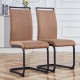 Dining Chairs,tech cloth High Back Upholstered Side Chair with C-shaped Tube Black Metal Legs for Dining Room Kitchen Vanity Patio Club Guest Office chair (Set of 2) Brown1162