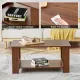 Modern minimalist walnut colored double layered rectangular coffee table ,tea table.MDF material is more durable,Suitable for living room, bedroom, and study room.19.6 Modern minimalist walnut colored double layered rectangular coffee table ,tea table.MDF material is more durable,Suitable for living room, bedroom, and study room.19.6