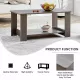 Modern minimalist gray wood grain double layered rectangular coffee table,tea table.MDF material is more durable,Suitable for living room, bedroom, and study room.19.6 Modern minimalist gray wood grain double layered rectangular coffee table,tea table.MDF material is more durable,Suitable for living room, bedroom, and study room.19.6