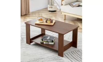 Modern Minimalist Walnut-Colored Coffee Table: Stylish and Durable Addition to Your Living Space
