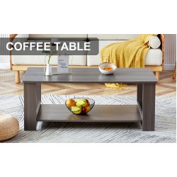 A modern and practical gray textured coffee table,tea table.Double layered coffee table made of MDF material,. Suitable for living room,bedroom and study room. 43.3