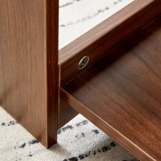 Modern minimalist walnut colored double layered rectangular coffee table ,tea table.MDF material is more durable,Suitable for living room, bedroom, and study room.19.6 Modern minimalist walnut colored double layered rectangular coffee table ,tea table.MDF material is more durable,Suitable for living room, bedroom, and study room.19.6