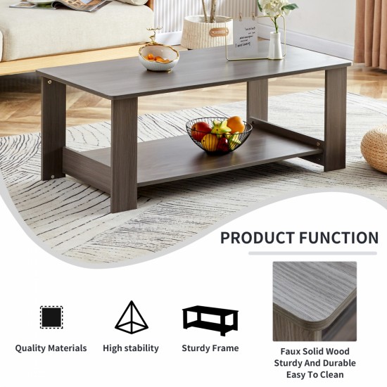 A modern and practical gray textured coffee table,tea table.Double layered coffee table made of MDF material,. Suitable for living room,bedroom and study room. 43.3