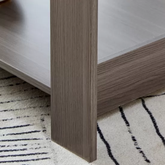 Modern minimalist gray wood grain double layered rectangular coffee table,tea table.MDF material is more durable,Suitable for living room, bedroom, and study room.19.6 Modern minimalist gray wood grain double layered rectangular coffee table,tea table.MDF material is more durable,Suitable for living room, bedroom, and study room.19.6