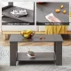 Modern minimalist gray wood grain double layered rectangular coffee table,tea table.MDF material is more durable,Suitable for living room, bedroom, and study room.19.6 Modern minimalist gray wood grain double layered rectangular coffee table,tea table.MDF material is more durable,Suitable for living room, bedroom, and study room.19.6