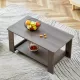 Modern minimalist gray wood grain double layered rectangular coffee table,tea table.MDF material is more durable,Suitable for living room, bedroom, and study room.19.6 Modern minimalist gray wood grain double layered rectangular coffee table,tea table.MDF material is more durable,Suitable for living room, bedroom, and study room.19.6