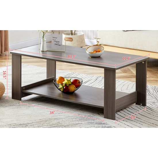 A modern and practical gray textured coffee table,tea table.Double layered coffee table made of MDF material,. Suitable for living room,bedroom and study room. 43.3