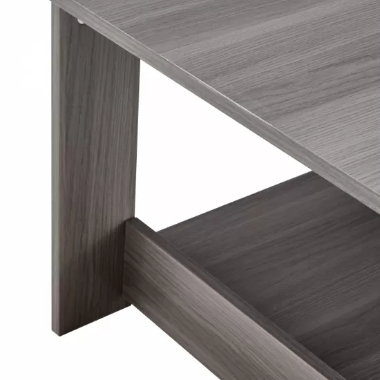Modern minimalist gray wood grain double layered rectangular coffee table,tea table.MDF material is more durable,Suitable for living room, bedroom, and study room.19.6 Modern minimalist gray wood grain double layered rectangular coffee table,tea table.MDF material is more durable,Suitable for living room, bedroom, and study room.19.6