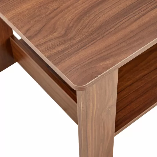 Modern minimalist walnut colored double layered rectangular coffee table ,tea table.MDF material is more durable,Suitable for living room, bedroom, and study room.19.6 Modern minimalist walnut colored double layered rectangular coffee table ,tea table.MDF material is more durable,Suitable for living room, bedroom, and study room.19.6