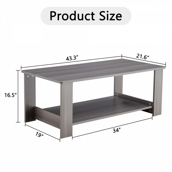 A modern and practical gray textured coffee table,tea table.Double layered coffee table made of MDF material,. Suitable for living room,bedroom and study room. 43.3