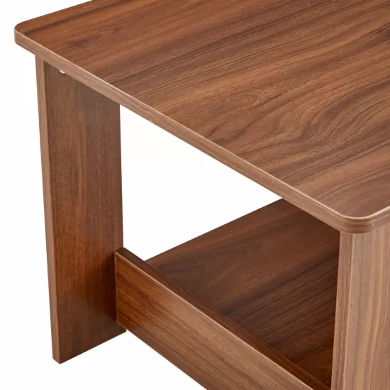 Modern minimalist walnut colored double layered rectangular coffee table ,tea table.MDF material is more durable,Suitable for living room, bedroom, and study room.19.6 Modern minimalist walnut colored double layered rectangular coffee table ,tea table.MDF material is more durable,Suitable for living room, bedroom, and study room.19.6