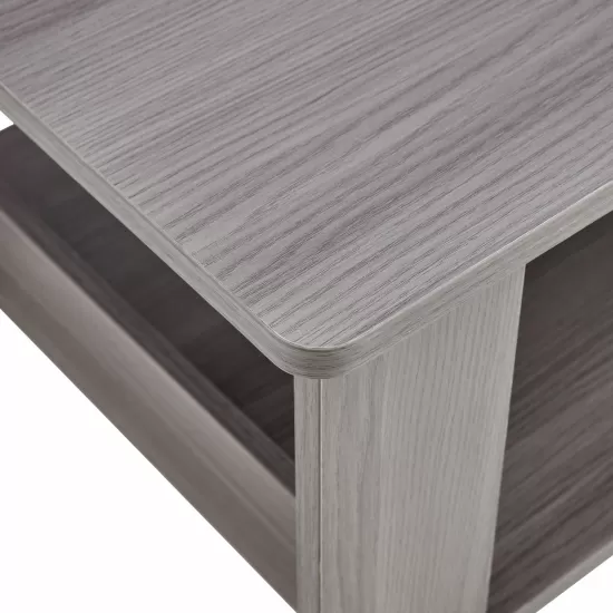 Modern minimalist gray wood grain double layered rectangular coffee table,tea table.MDF material is more durable,Suitable for living room, bedroom, and study room.19.6 Modern minimalist gray wood grain double layered rectangular coffee table,tea table.MDF material is more durable,Suitable for living room, bedroom, and study room.19.6