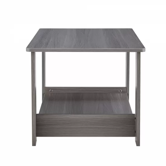Modern minimalist gray wood grain double layered rectangular coffee table,tea table.MDF material is more durable,Suitable for living room, bedroom, and study room.19.6 Modern minimalist gray wood grain double layered rectangular coffee table,tea table.MDF material is more durable,Suitable for living room, bedroom, and study room.19.6