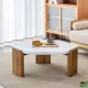 Modern practical MDF coffee table with white tabletop and wooden toned legs. Suitable for living rooms and guest rooms. Modern practical MDF coffee table with white tabletop and wooden toned legs. Suitable for living rooms and guest rooms.