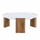 Modern practical MDF coffee table with white tabletop and wooden toned legs. Suitable for living rooms and guest rooms. Modern practical MDF coffee table with white tabletop and wooden toned legs. Suitable for living rooms and guest rooms.
