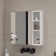 A white MDF material mirror cabinet, bathroom mirror, and a separate wall mounted bathroom mirror for storage and space saving.