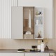 A white MDF material mirror cabinet, bathroom mirror, and a separate wall mounted bathroom mirror for storage and space saving.